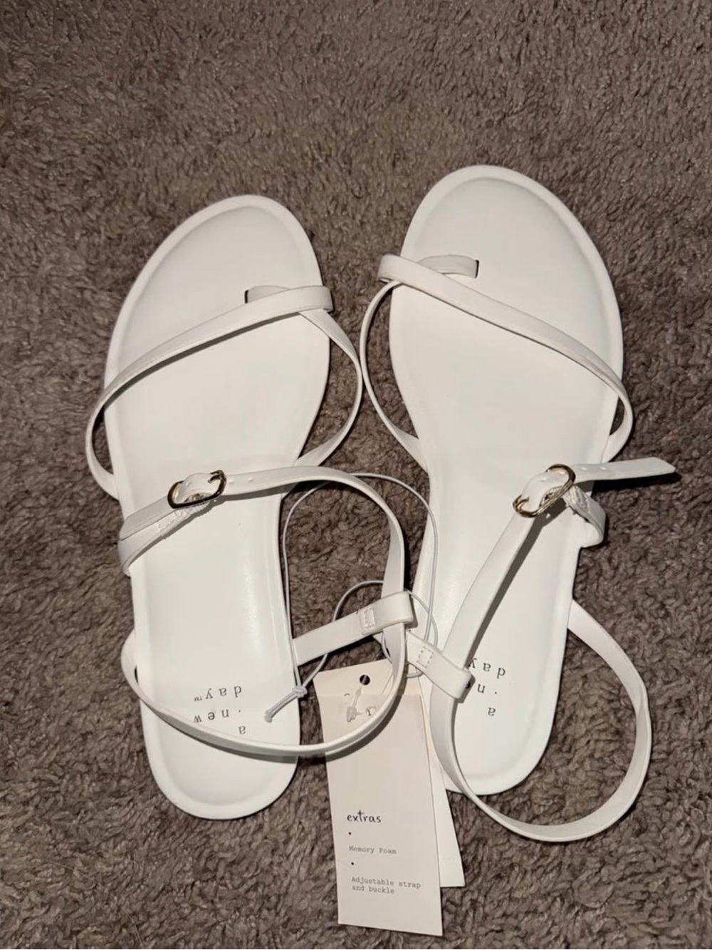 a new day White Minimal Strappy Ankle Buckle Sandals